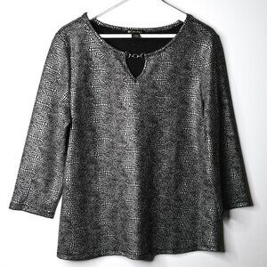 ByDESIGN Black & Silver 3/4 Sleeves Top - Size Large